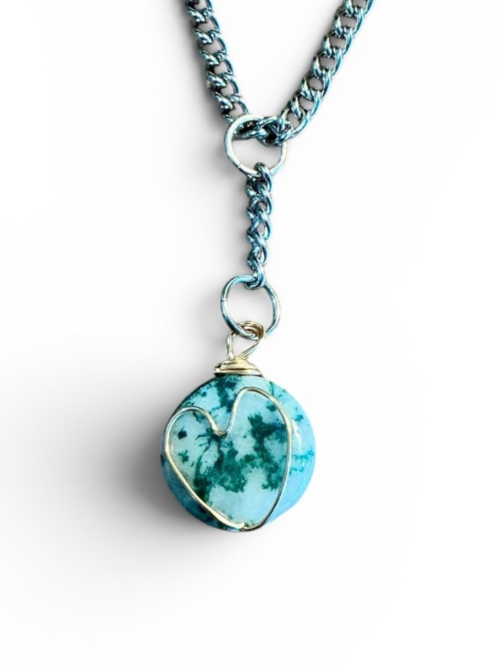 🆕 Heart Shaped Wire Wrapped Gemstone Necklace